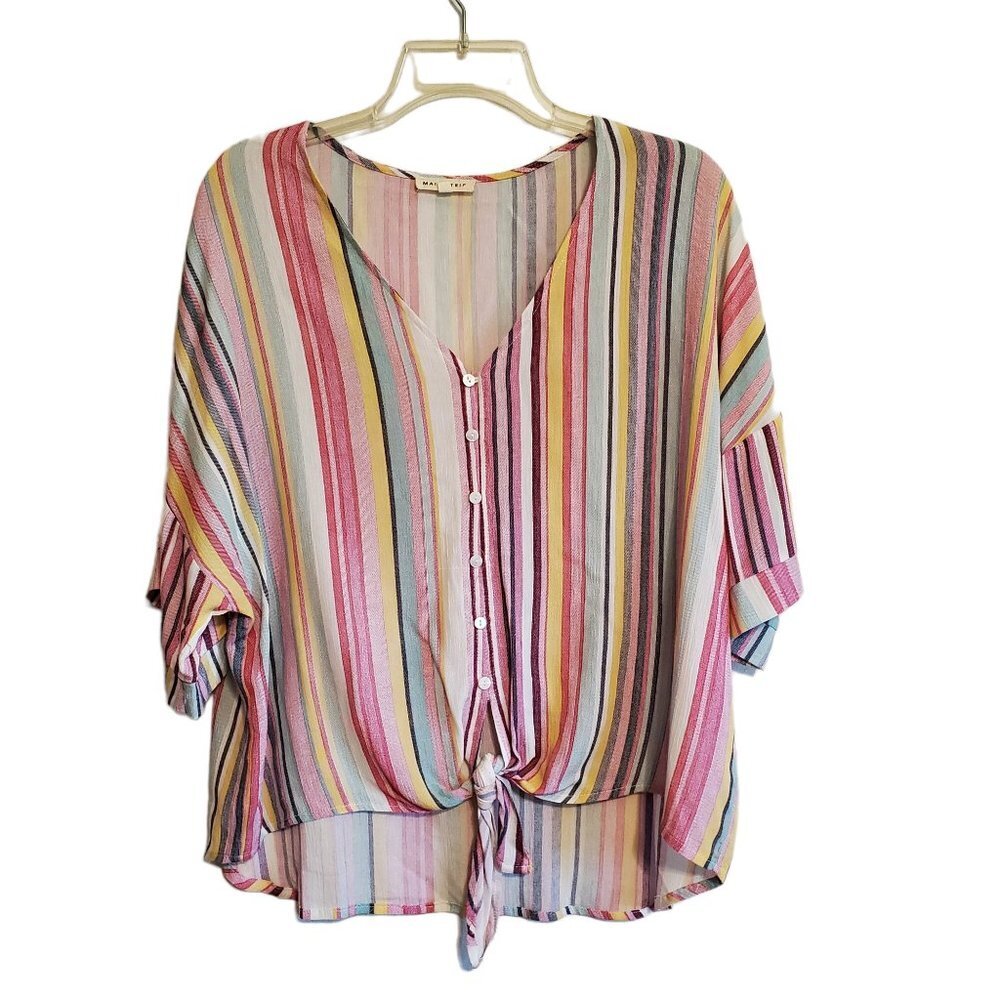 Main Strip Boutique Rainbow Stripe Blouse‎